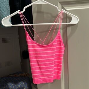 Stripped hot pink crop top